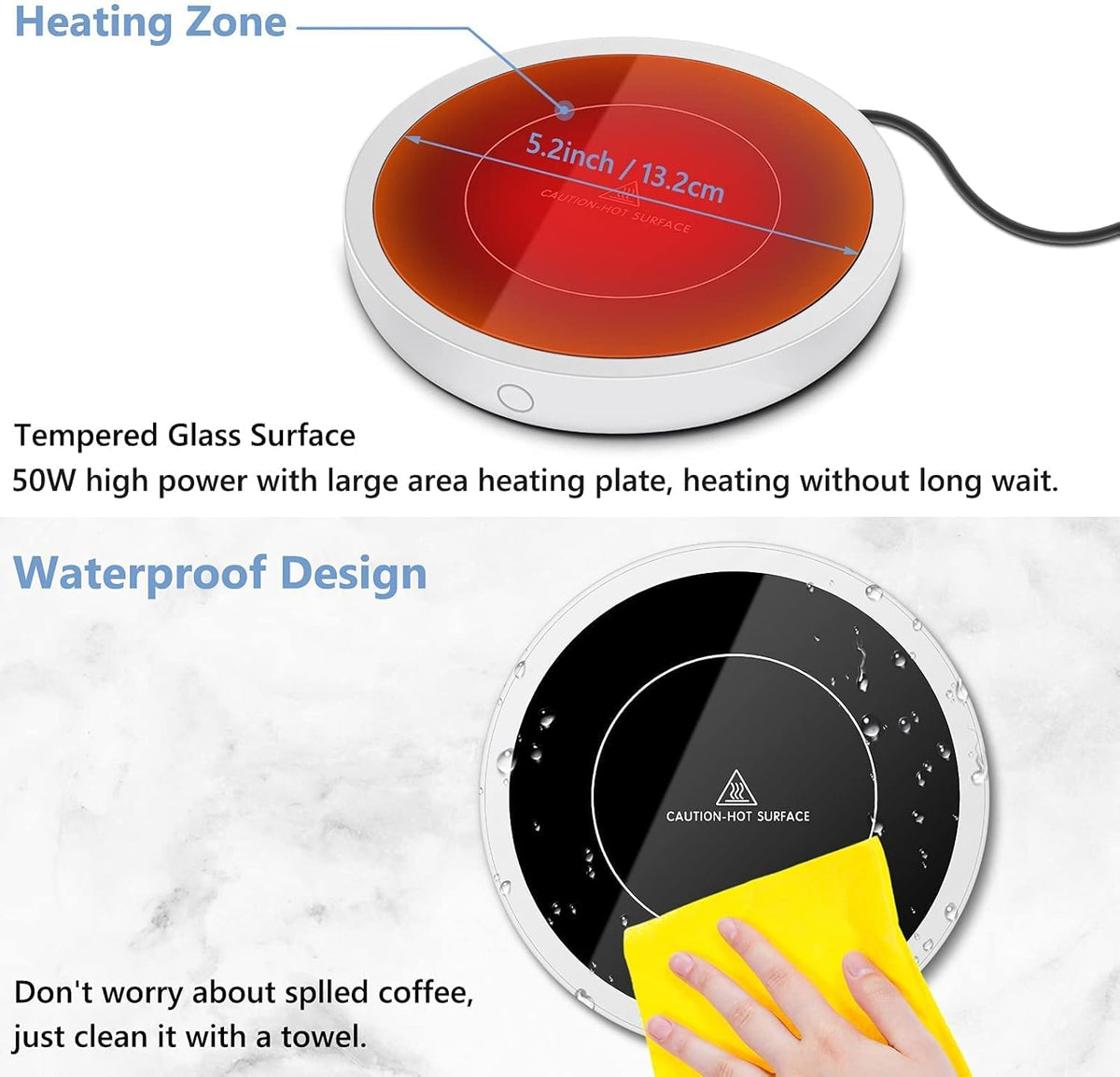 Electric Beverage Warmer Plate with 3 Temperature Settings W201