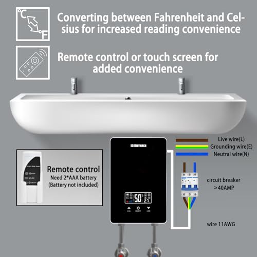 Tankless Electric Water Heater 110V Under Sink with Remote Control J946