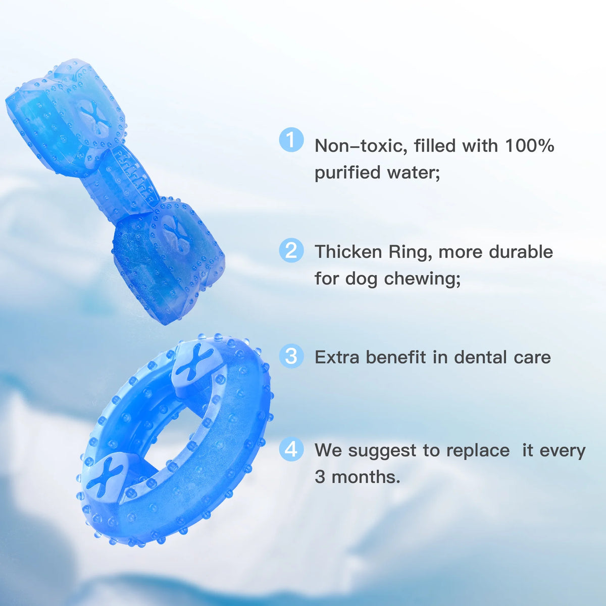 Pet Teether Cooling Chew Toy Pack of 2 (Ring and Bone) P9314