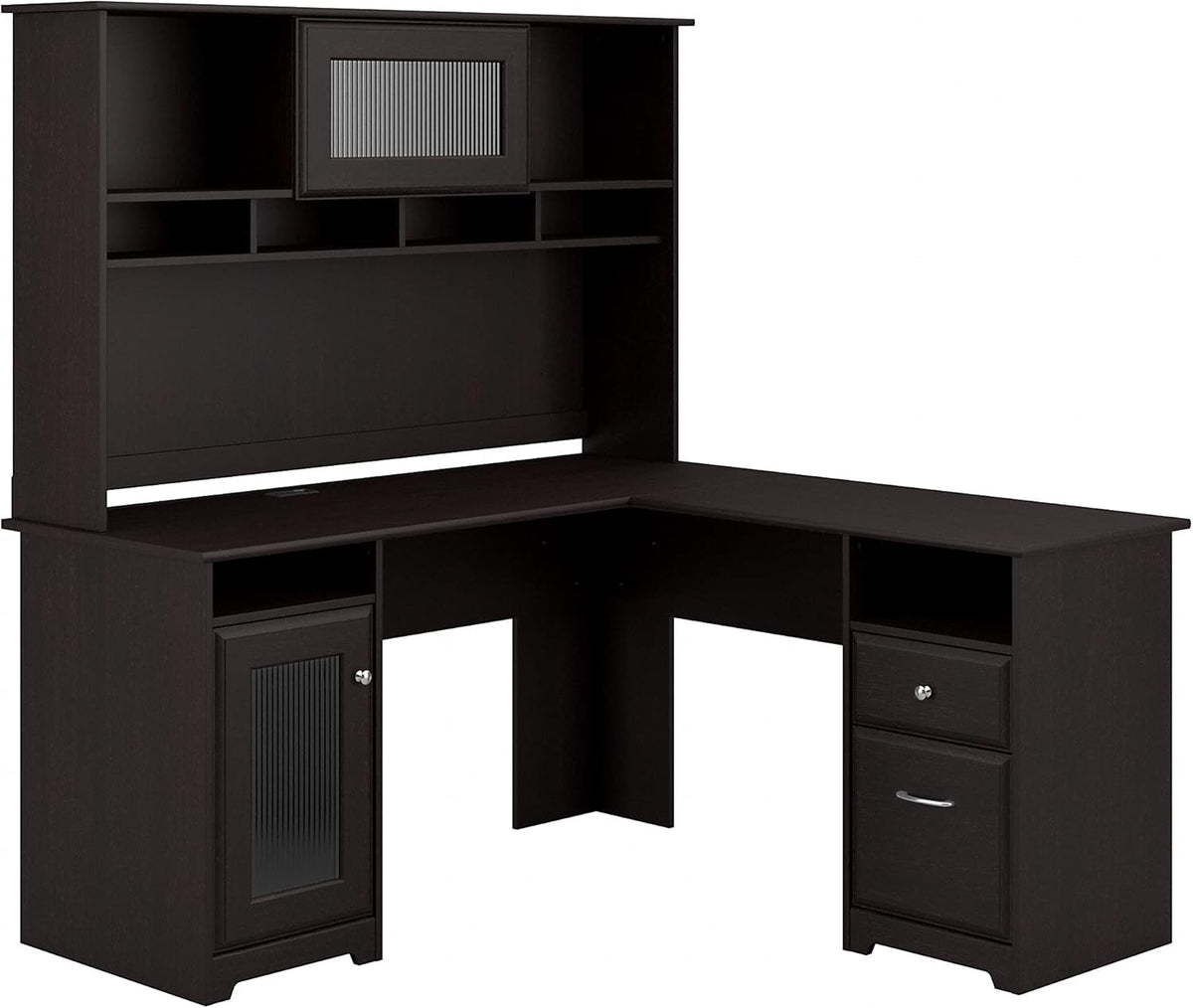 White L Shaped Computer Desk with Hutch E879