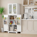 White Frosted Glass Kitchen Pantry Cabinet D9948