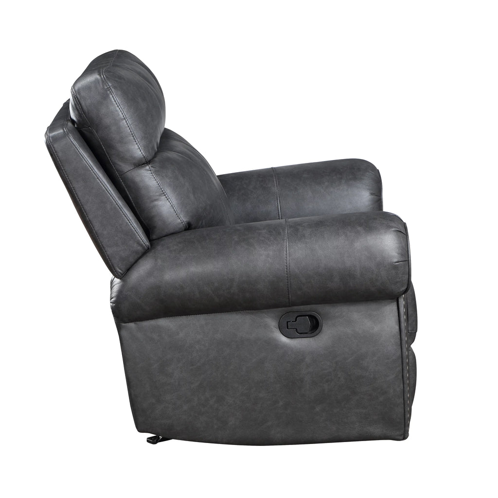 Brown Faux Leather Manual Double Reclining Loveseat Q1814