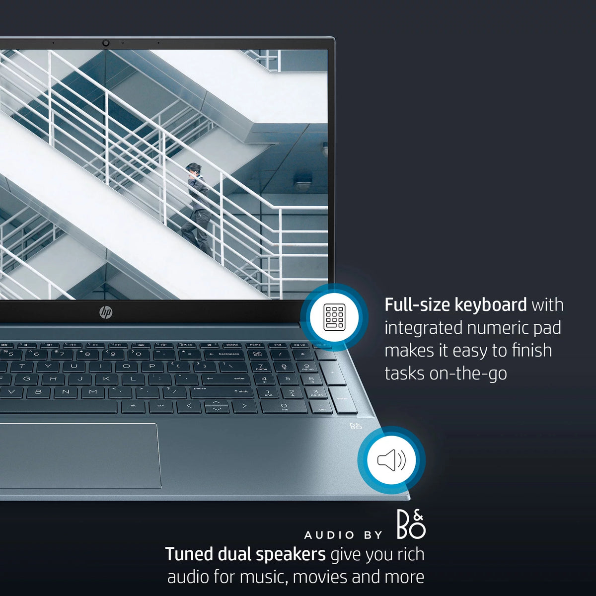 15.6" FHD Laptop, AMD Ryzen 5-5500U, 16GB RAM, 512GB SSD, Horizon Blue, Windows 11 K262048