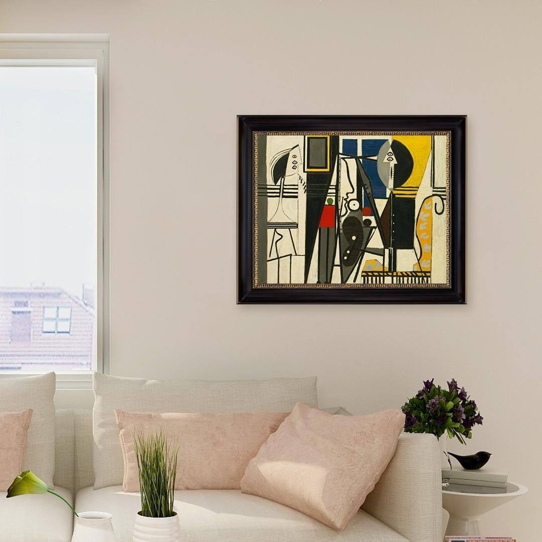 Black Frame Oil Painting Print Canvas 28 in. x 24 in. Z8701
