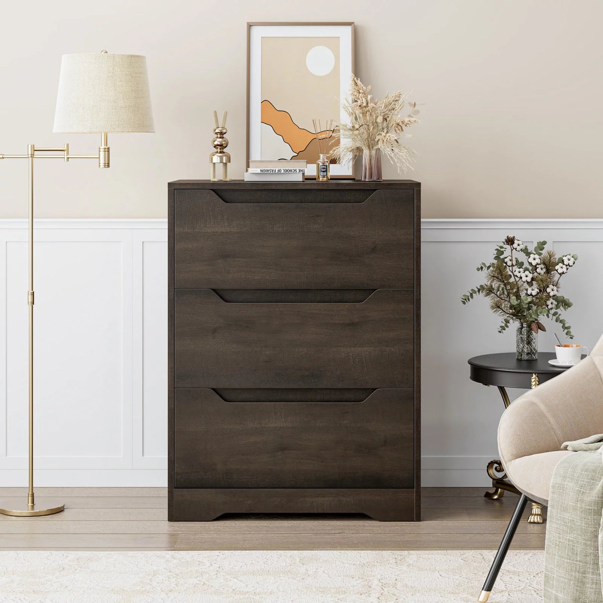 White 3 Drawer Dresser N8504