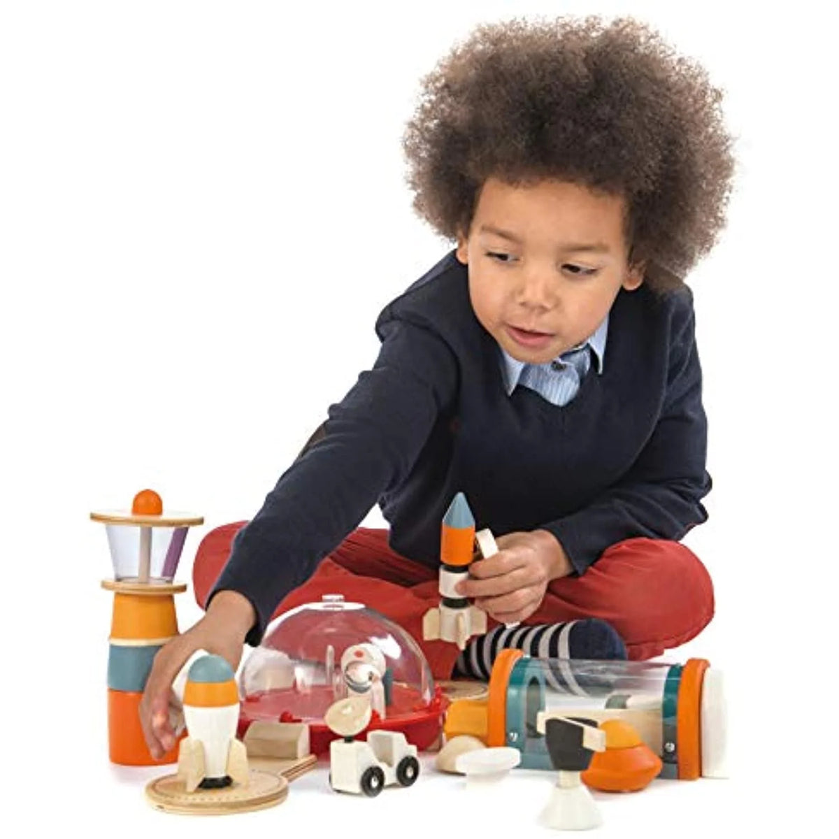 16 Pc Wooden Outer Space Themed Playset J9686