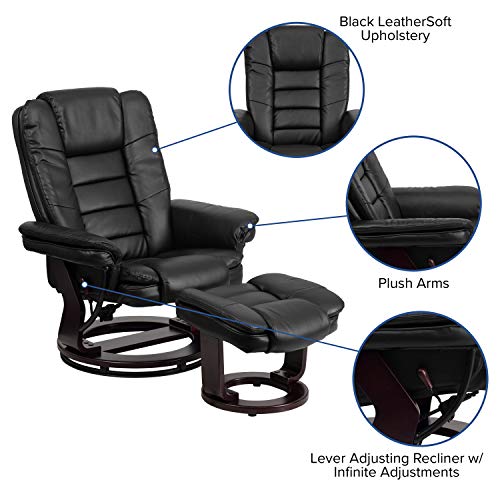Beige LeatherSoft Multi-Position Recliner with Ottoman R2983