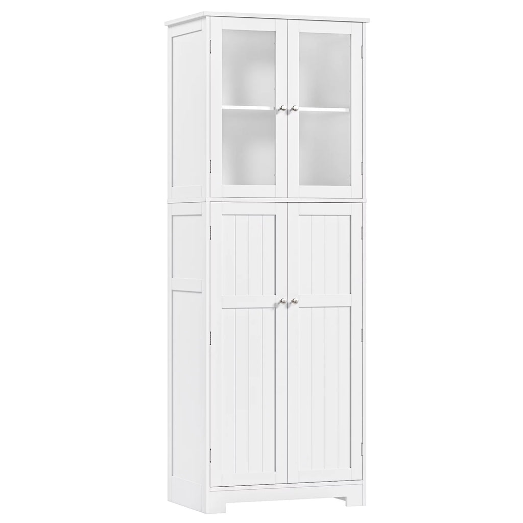 White Frosted Glass Kitchen Pantry Cabinet D9948