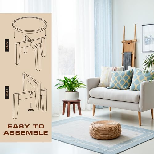Acacia Wooden Plant Stand with Spill-Proof Tray M455