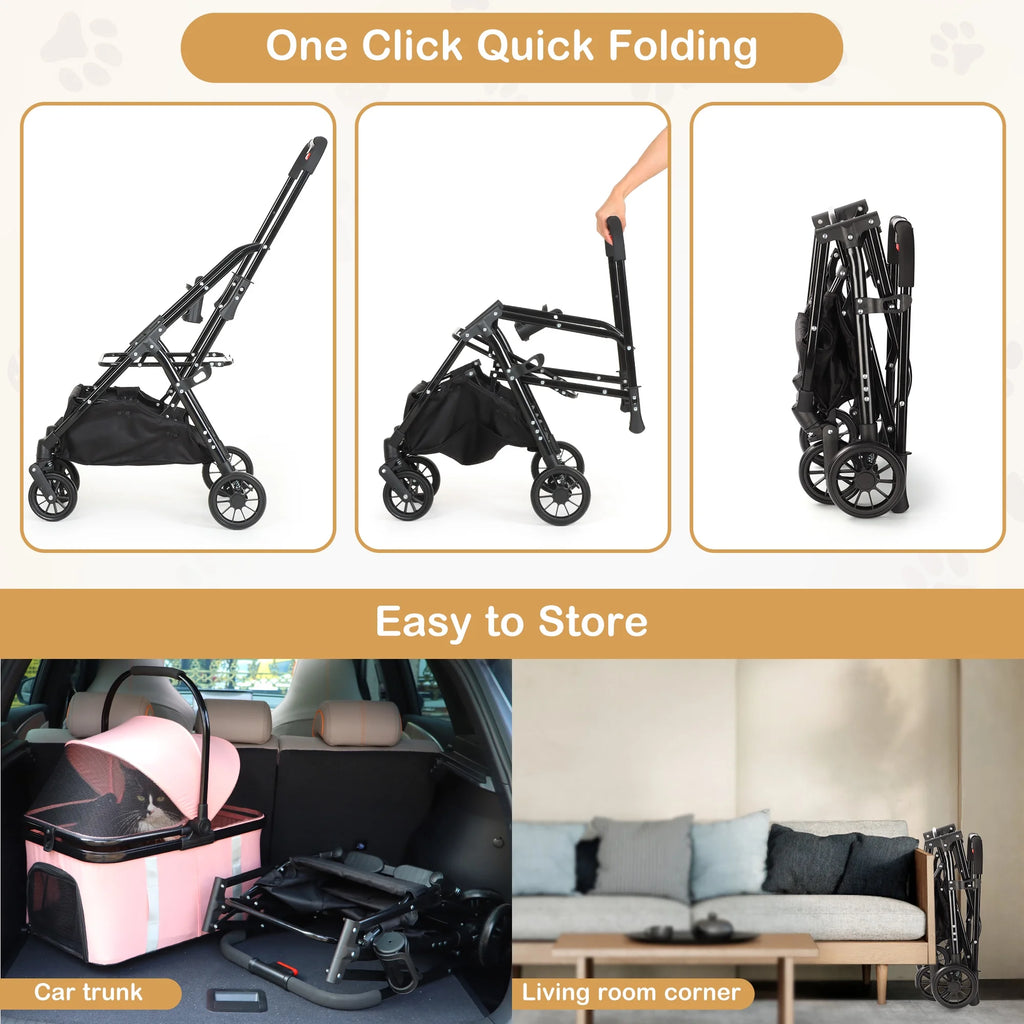 Foldable 4 Wheel Pet Stroller B505968