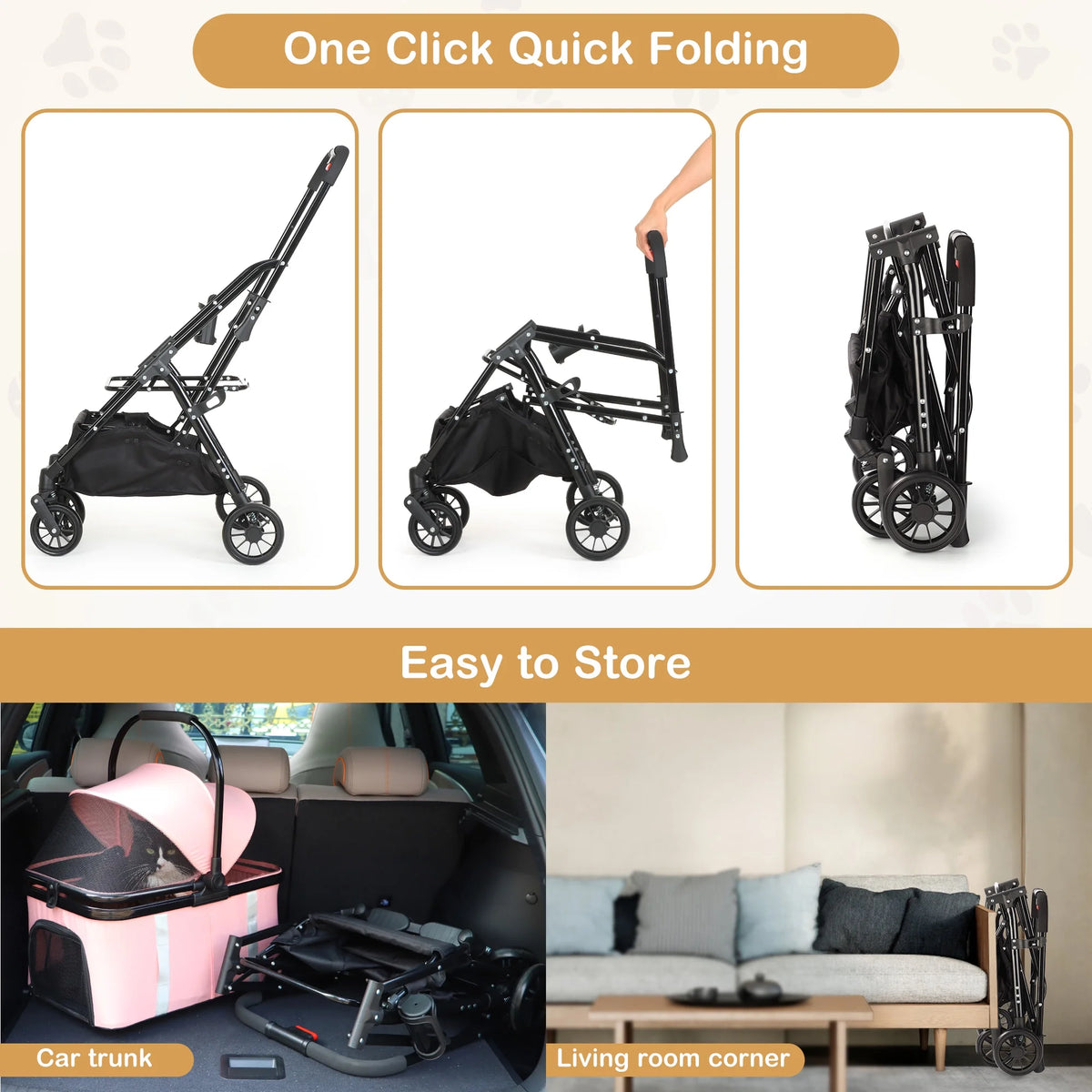 Foldable 4 Wheel Pet Stroller B505968