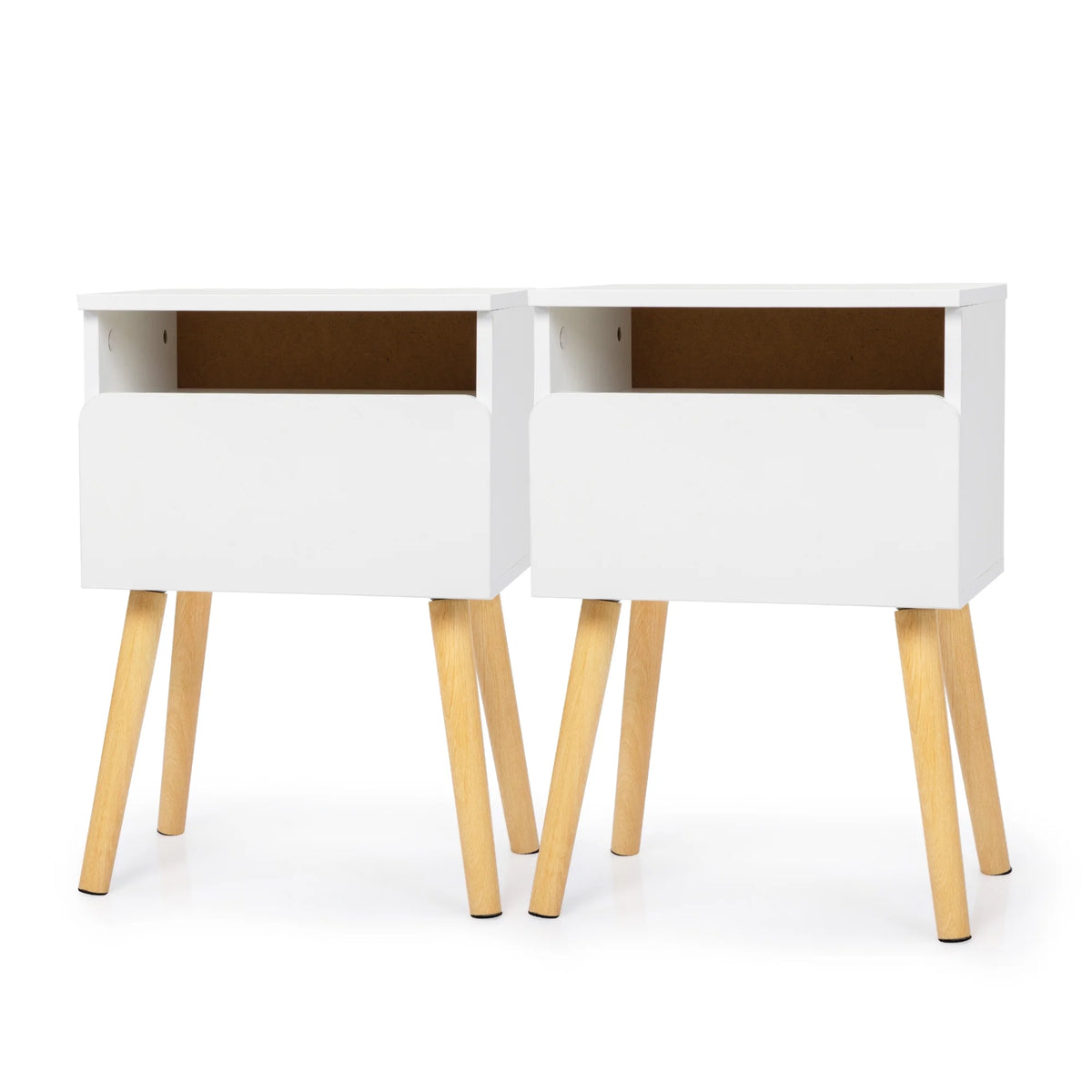 White Nightstands Set of 2 with Storage Drawer and Shelf I320