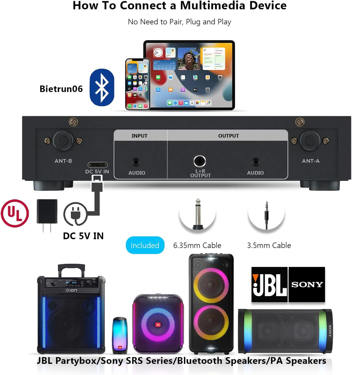 UHF Dual Channel Wireless Microphones with Bluetooth, Metal Cordless Handheld Dynamic Mics C256708