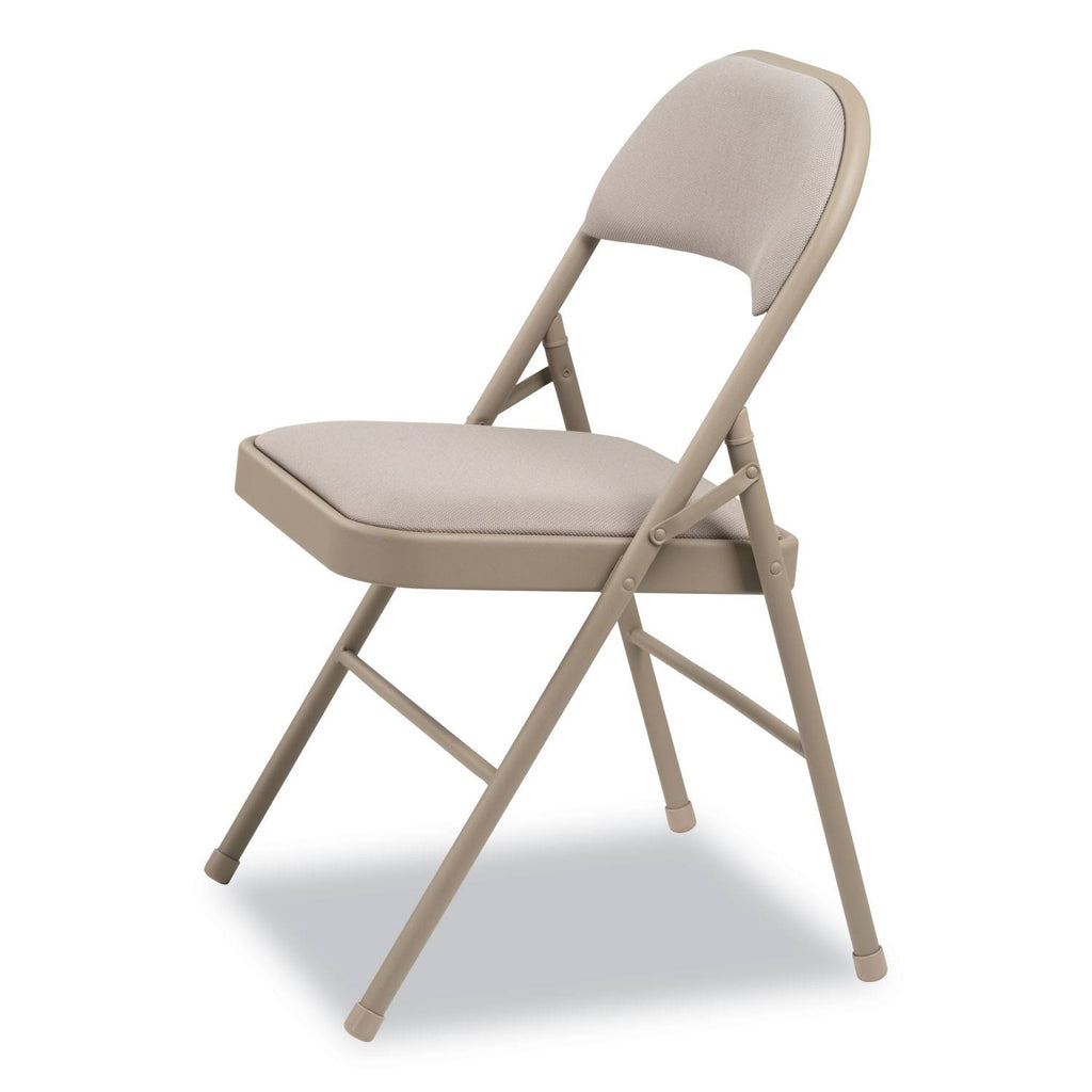 Steel Folding Chair with Fabric Back and Seat, Tan, 4/Carton Y226
