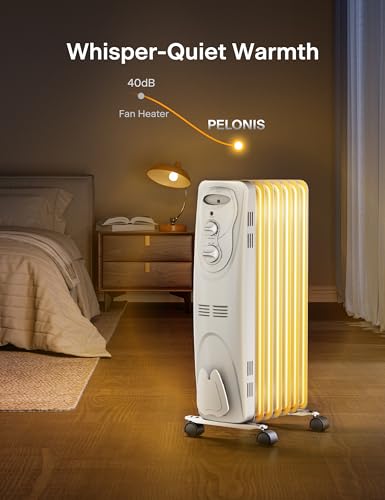 Oil Filled Radiator Heater, 1500W, 3 Heat Settings, Black K102438