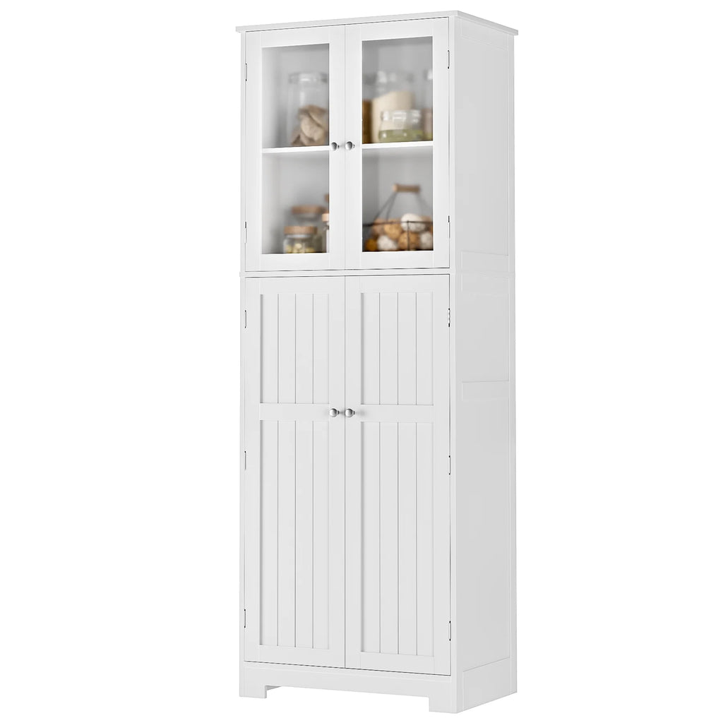 White Frosted Glass Kitchen Pantry Cabinet D9948