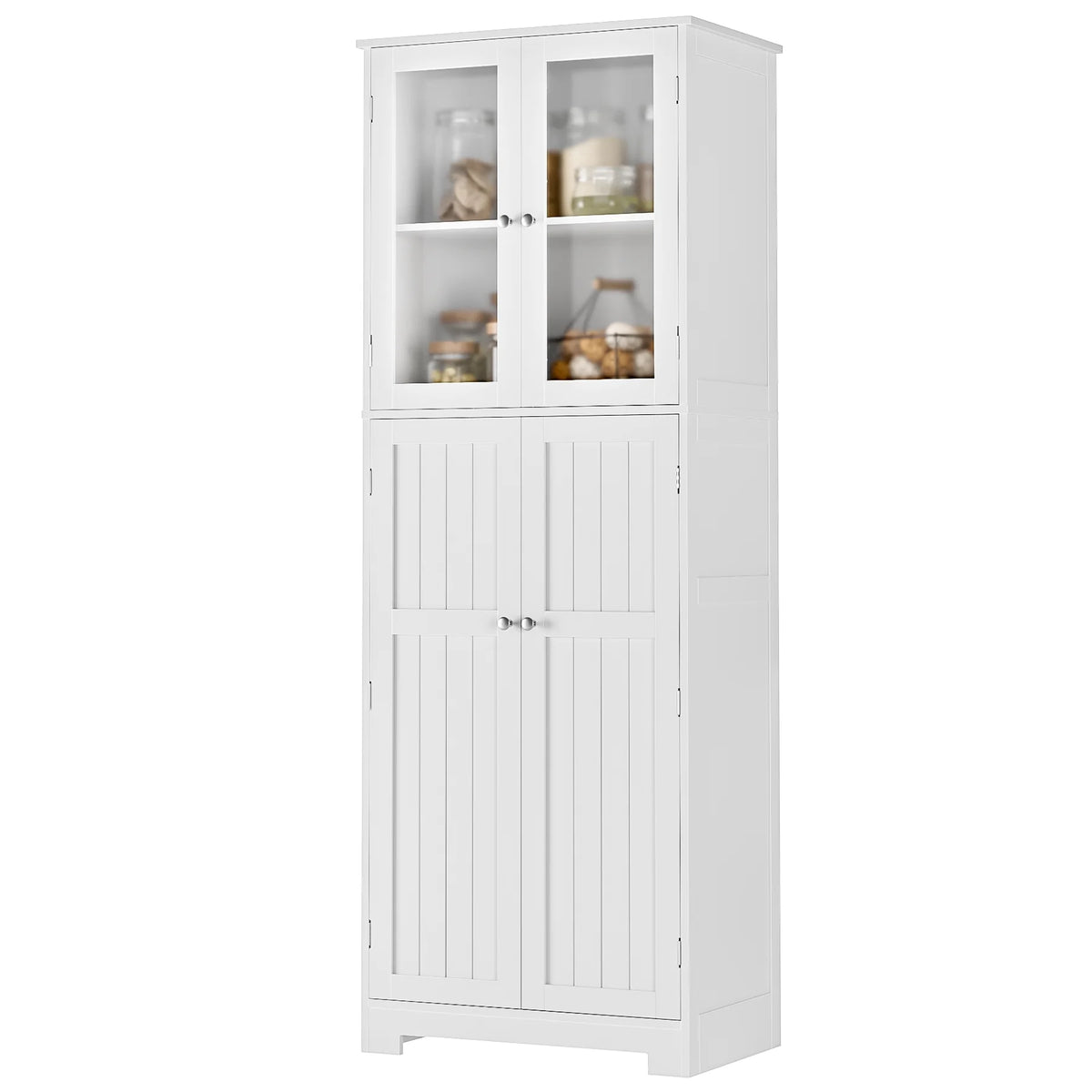 White Frosted Glass Kitchen Pantry Cabinet D9948