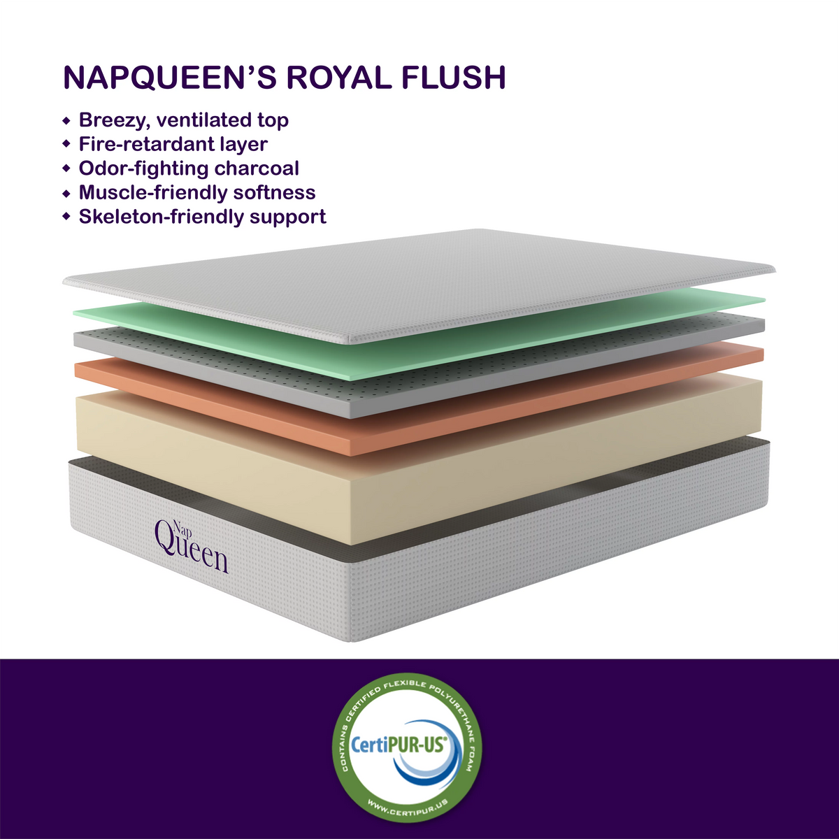 Charcoal Memory Foam Mattress King Q396