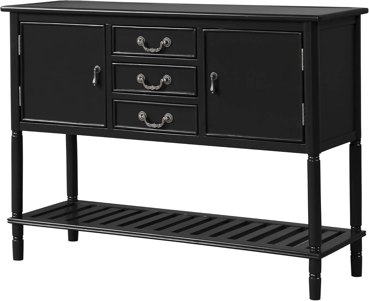 Navy Blue Solid Wood Console Table with 3 Drawers, 2 Cabinet, 1 Shelf Y678