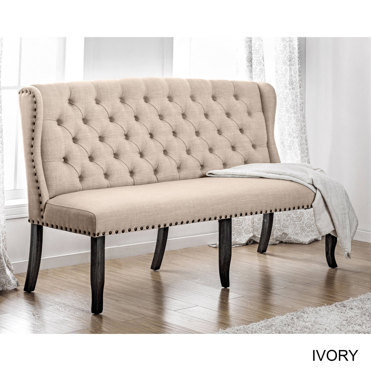 Dark Blue Linen Upholstered Loveseat B42328