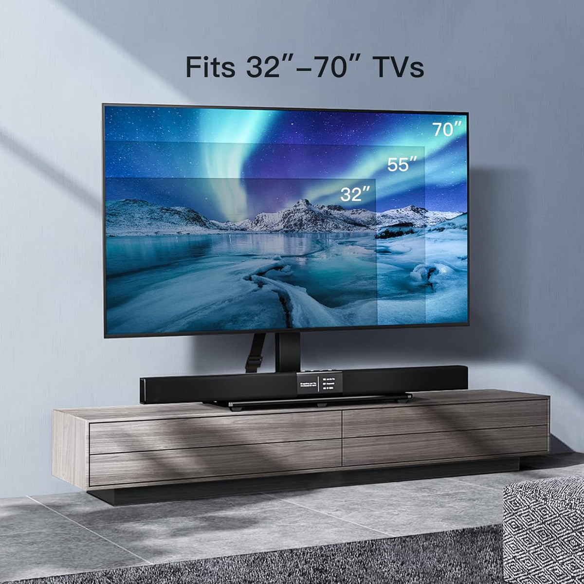 Swivel TV Stand for 32 to 70 inch Flat Screen TVs Height Adjustable J312
