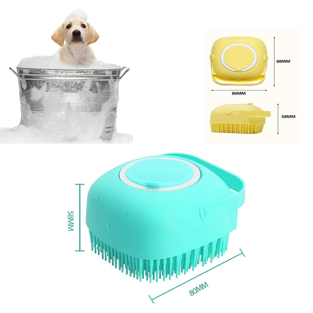 Pet Grooming Bath Massage Brush with Soap and Shampoo Dispenser O40617
