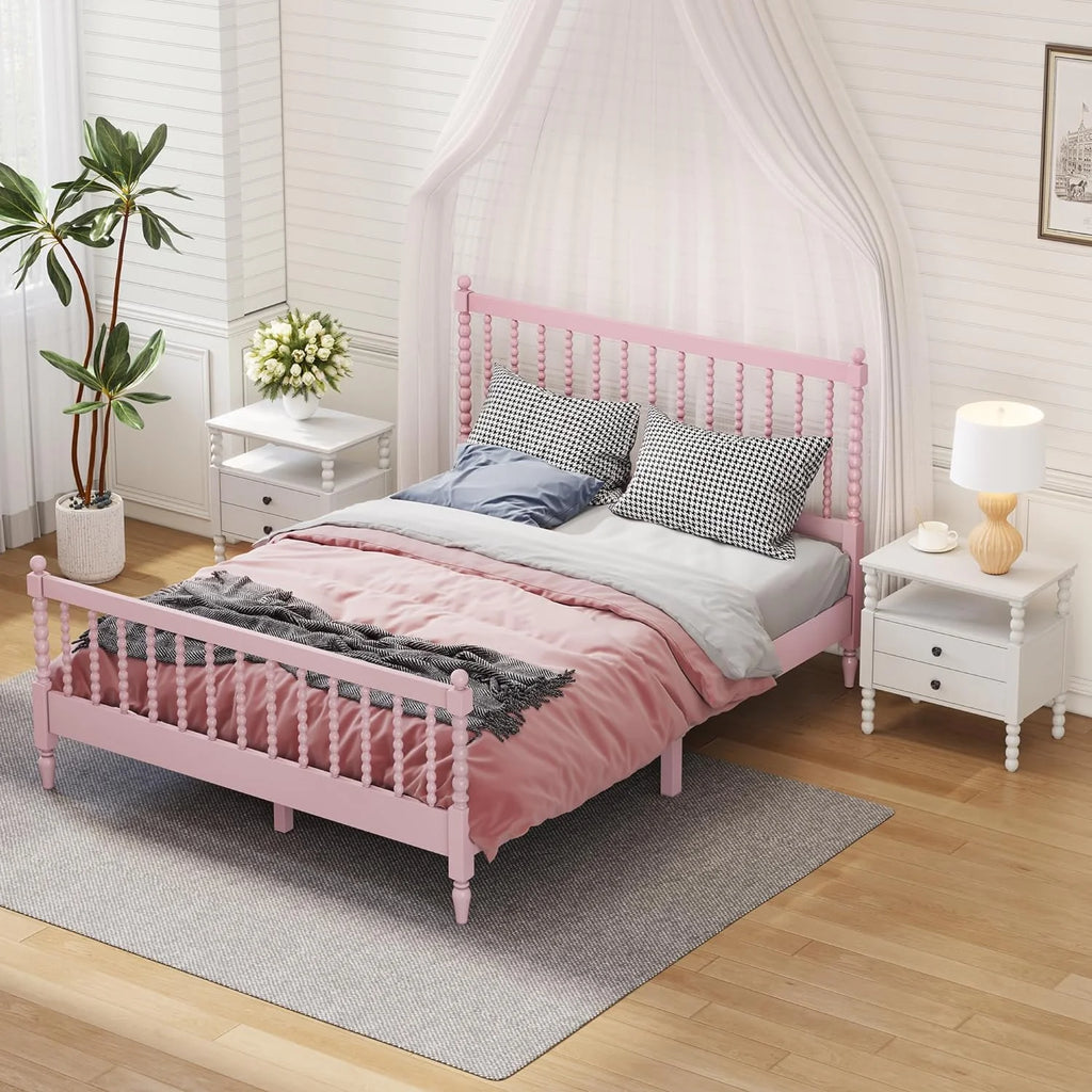 Queen Size Solid Wood Platform Bed with 2 Nightstands V612