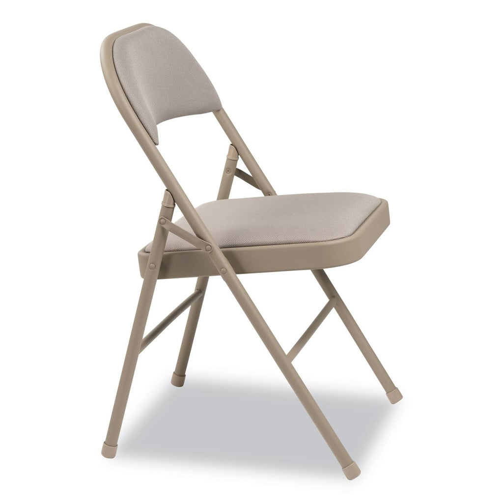 Steel Folding Chair with Fabric Back and Seat, Tan, 4/Carton Y226