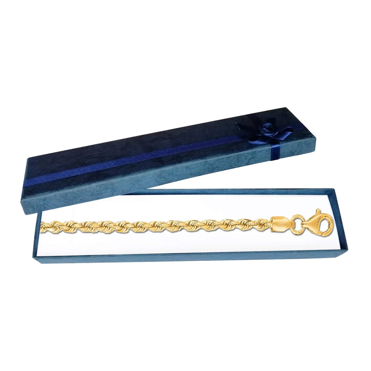 22 Inches Solid Yellow Gold Diamond-cut Rope Chain X461