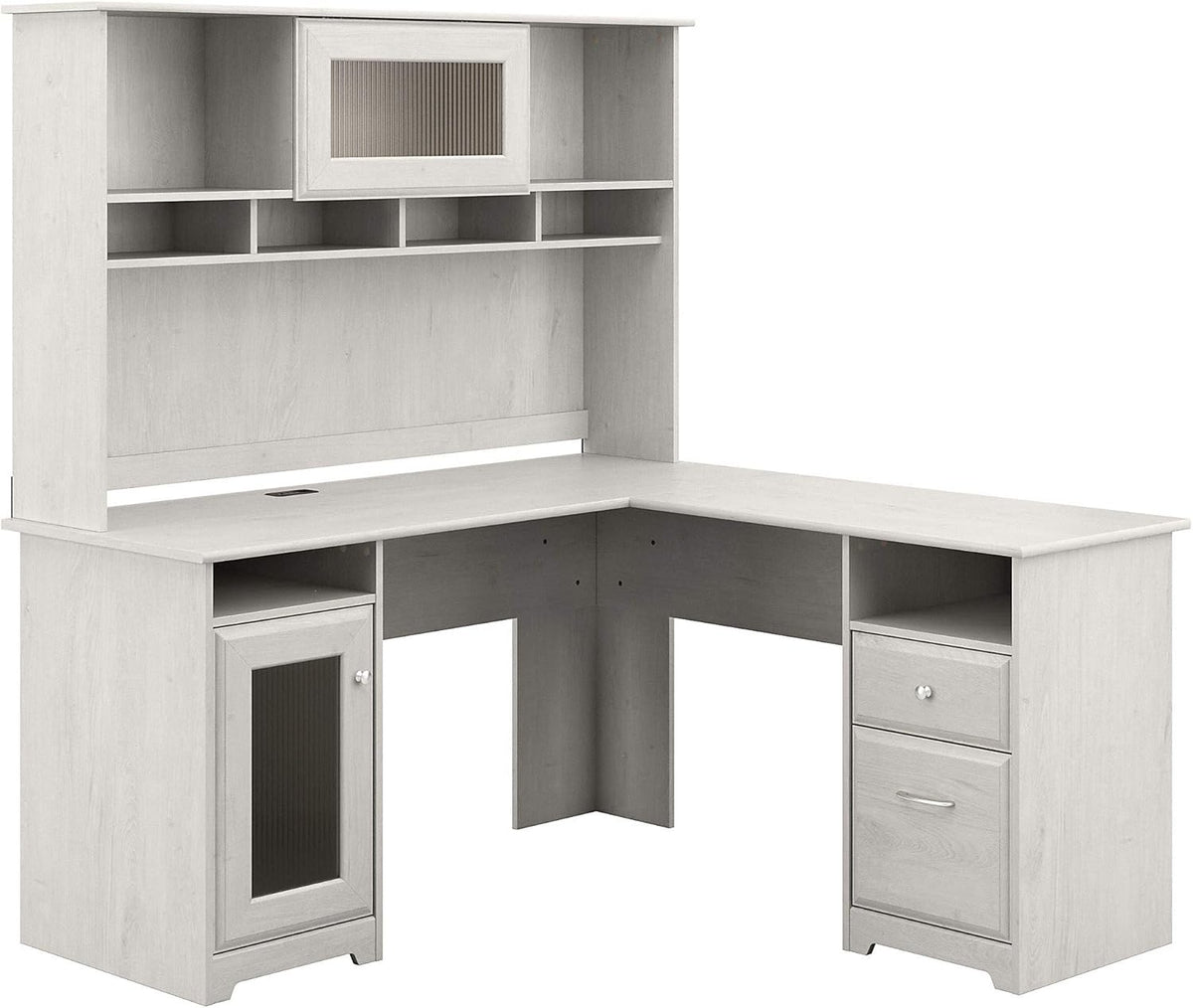 White L Shaped Computer Desk with Hutch E879