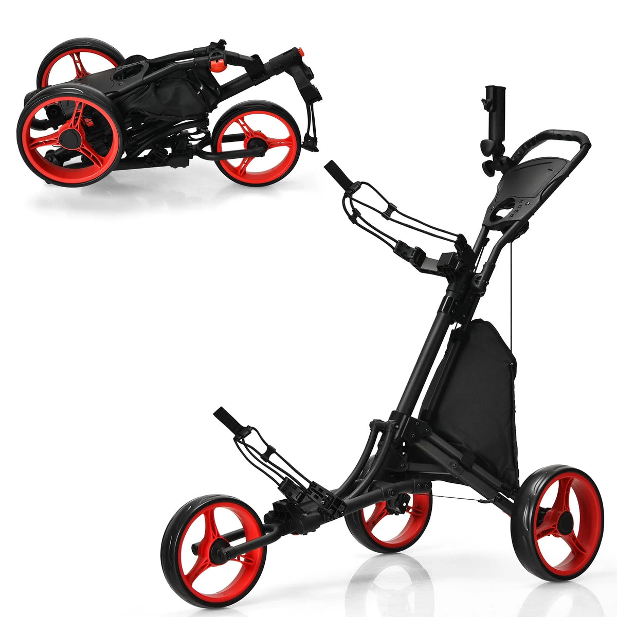 Folding 3 Wheels Golf Push Cart with Bag Scoreboard C24836