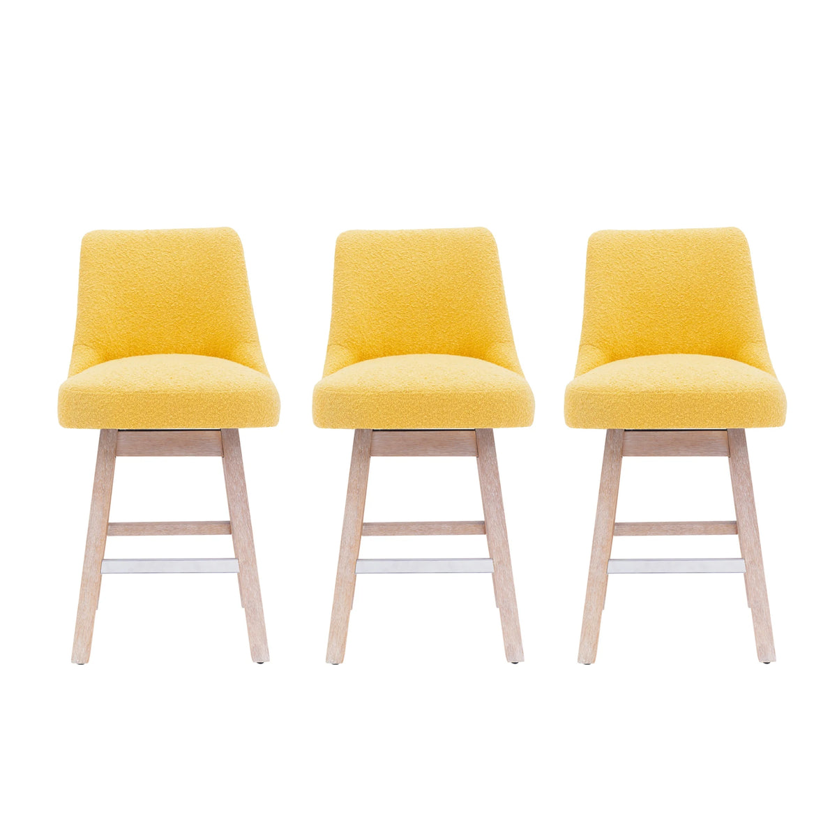 26" Upholstered Swivel Counter Height Bar Stools Set of 3 Mustard Z2598