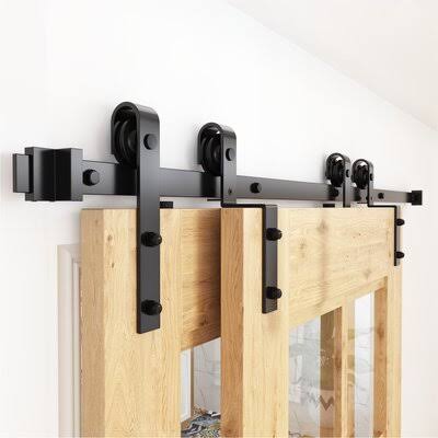 5ft Single Track Bypass Barn Door Hardware Double Doors Kit A441