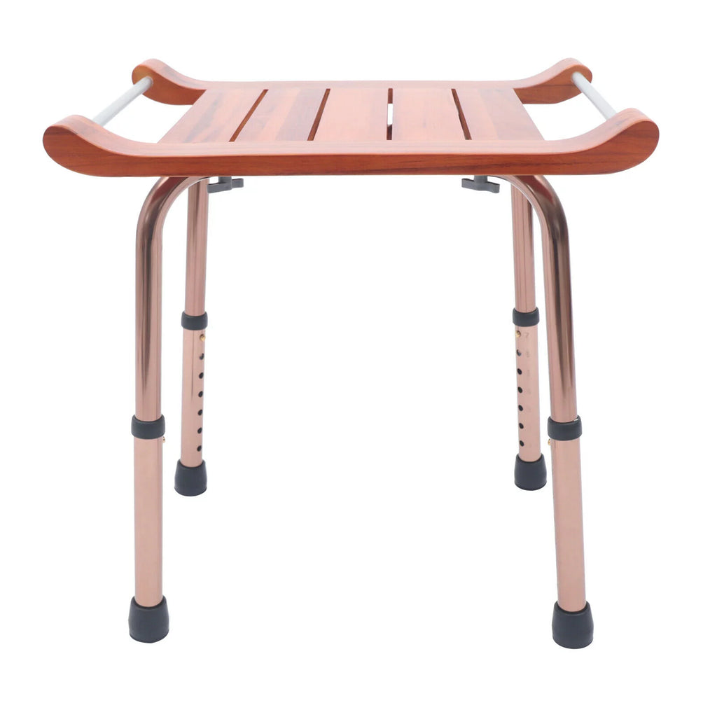 Teak Shower Stool Bathroom Bench Adjustable Non-Slip A319