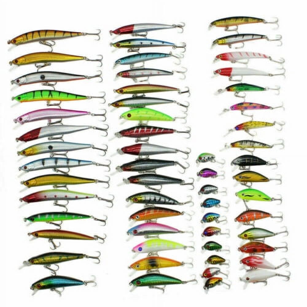 56 Pcs Mixed Minnow Fishing Lures Bass Baits Crankbaits Tackle P6601