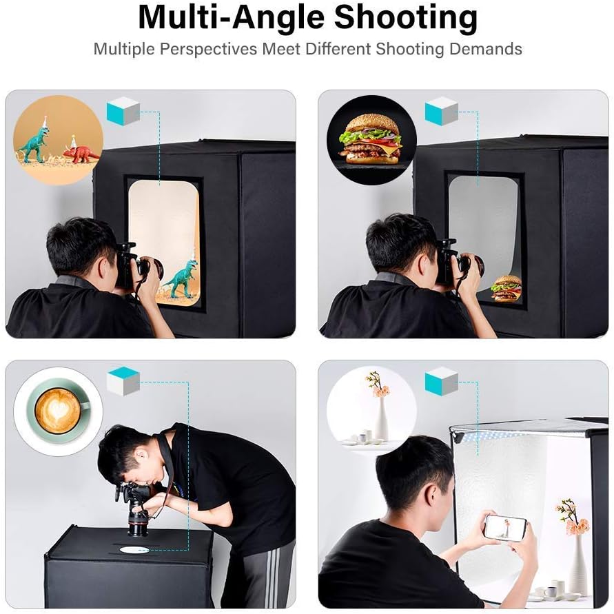 Portable Foldable 32 x 32 Inch Photo Studio Light Box with LED Lights and 3 Color Backdrops A978