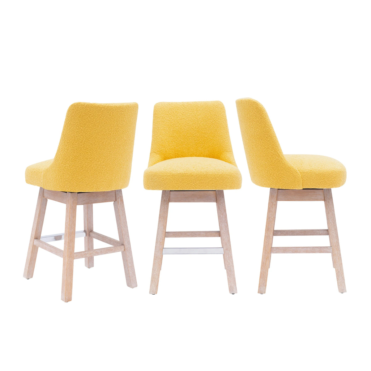 26" Upholstered Swivel Counter Height Bar Stools Set of 3 Mustard Z2598
