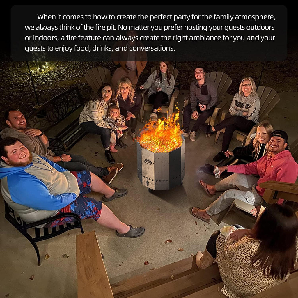 304 Stainless Steel Bonfire Fire Pit & Campfire Grill, Portable, 15.75x17.95 Inches G7611