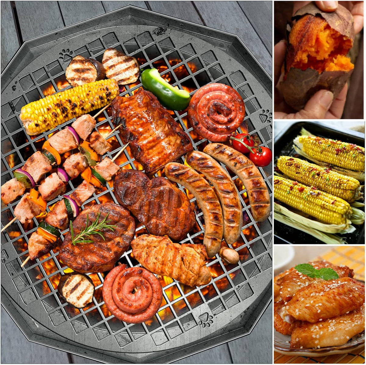 304 Stainless Steel Bonfire Fire Pit & Campfire Grill, Portable, 15.75x17.95 Inches G7611