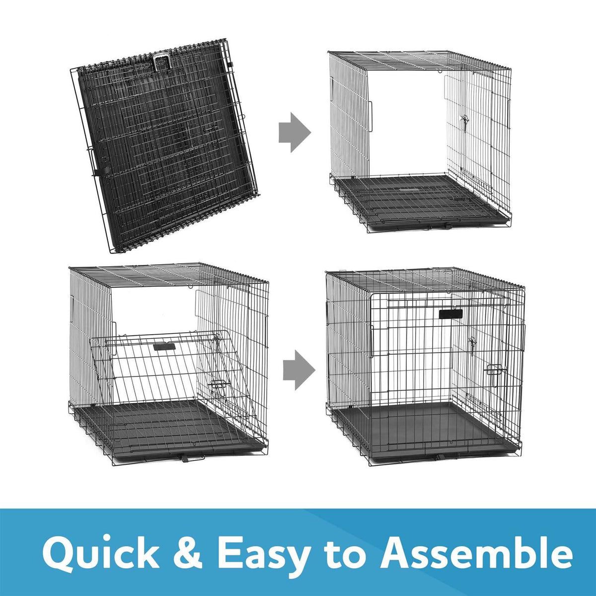 Double Door Folding Wire Dog Crate with Divider J5675