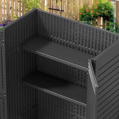 Dark Gray Weather Resistant Resin Storage Shed X665192
