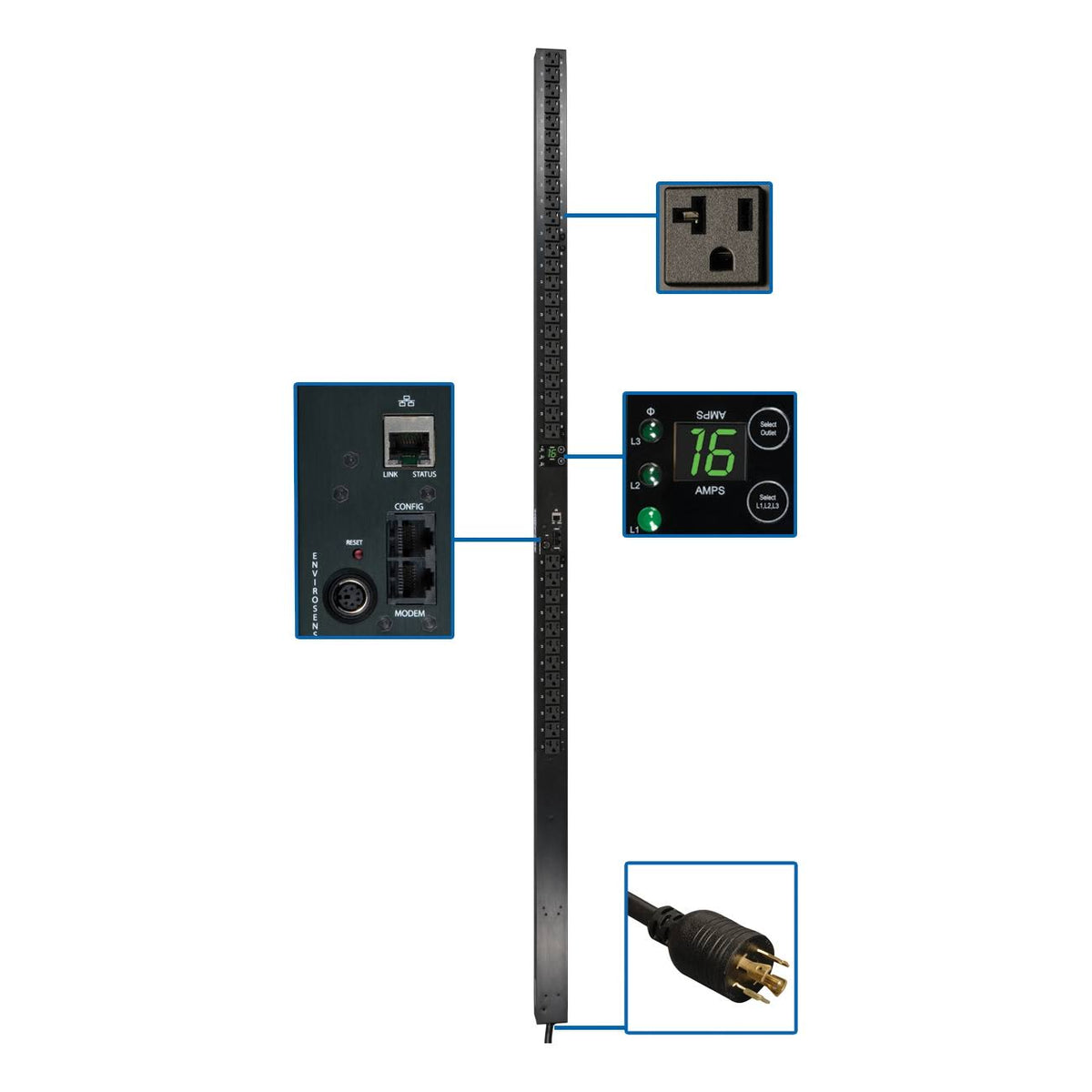 Vertical Rackmount PDU 5.7 kW 5700 VA 208V I36894