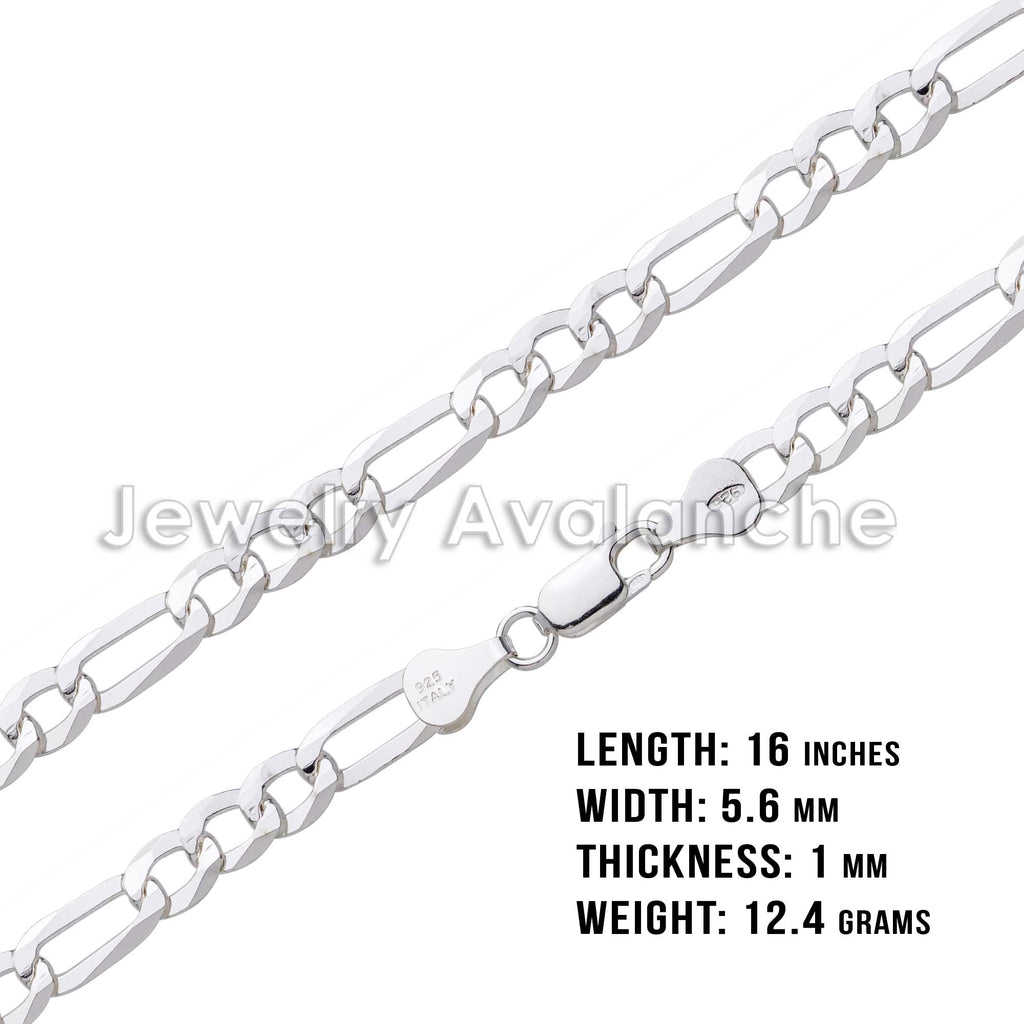 .925 Sterling Silver Figaro Link Chain Necklace 16 inches Q899
