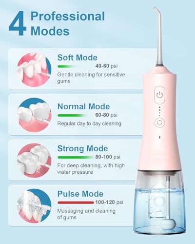 300ml Cordless Water Flosser with 4 Modes 4 Jet Tips IPX7 Waterproof Black J1341