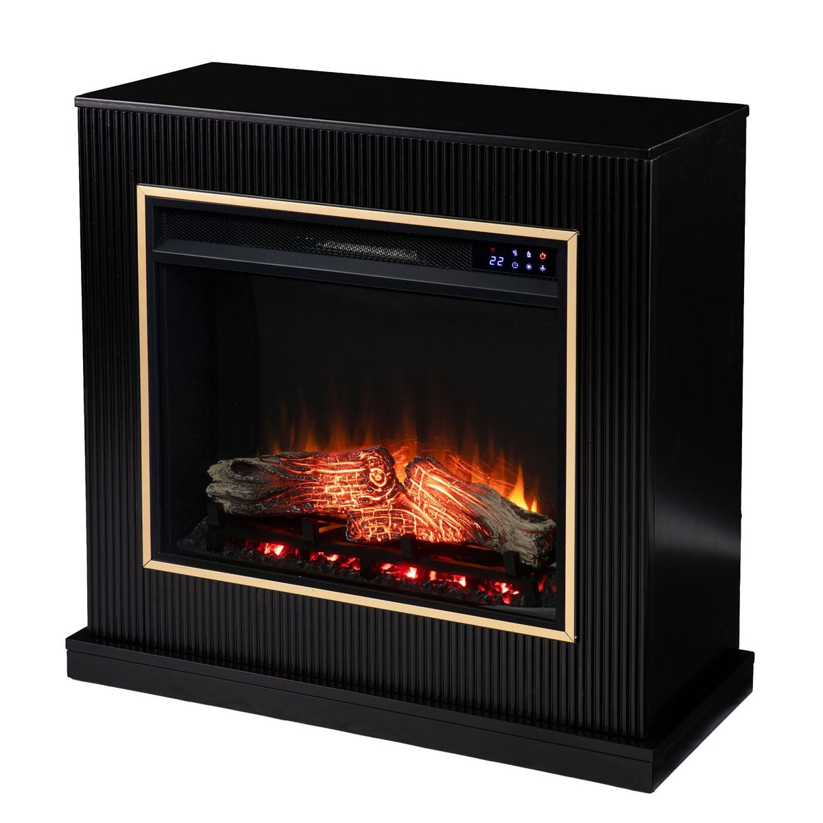 Contemporary Wood Electric Fireplace in Black F157