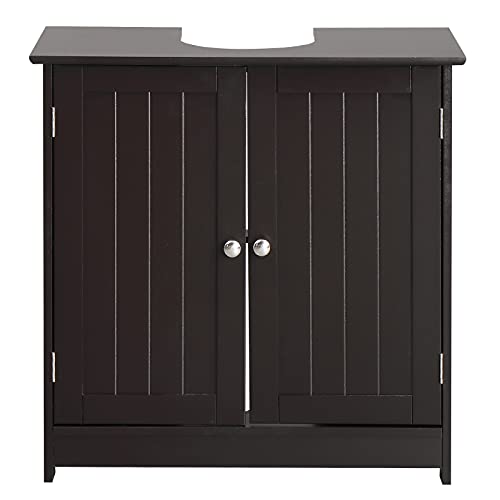 Pedestal Under Sink Storage Bathroom Vanity with 2 Doors Bathroom Cabinet 23 5/8" x 11 7/16" x 23 5/8" (Espresso) K402021