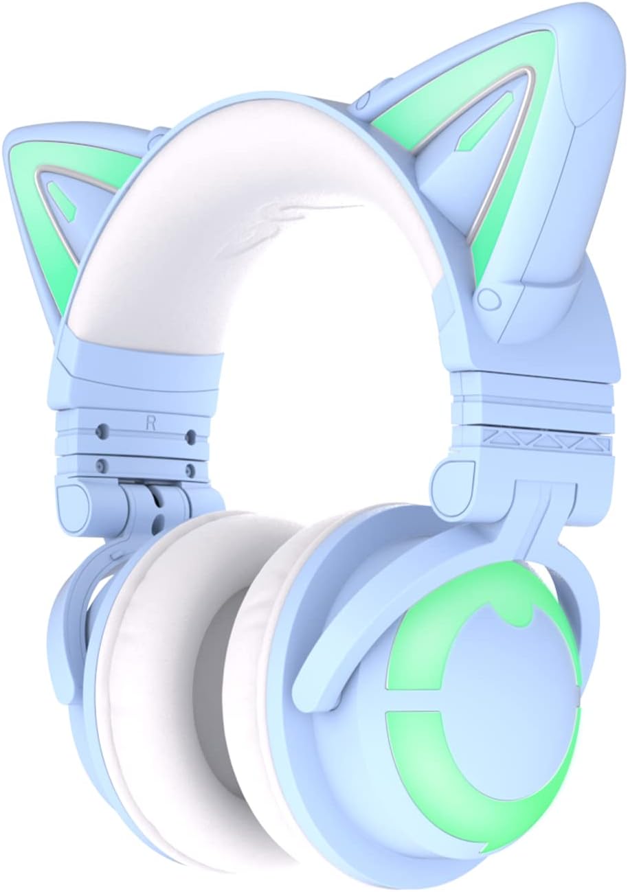 RGB Wireless 5.0 Foldable Gaming Headset with 7.1 Surround Sound, Built-in Mic, Type-C Charging Cable N260