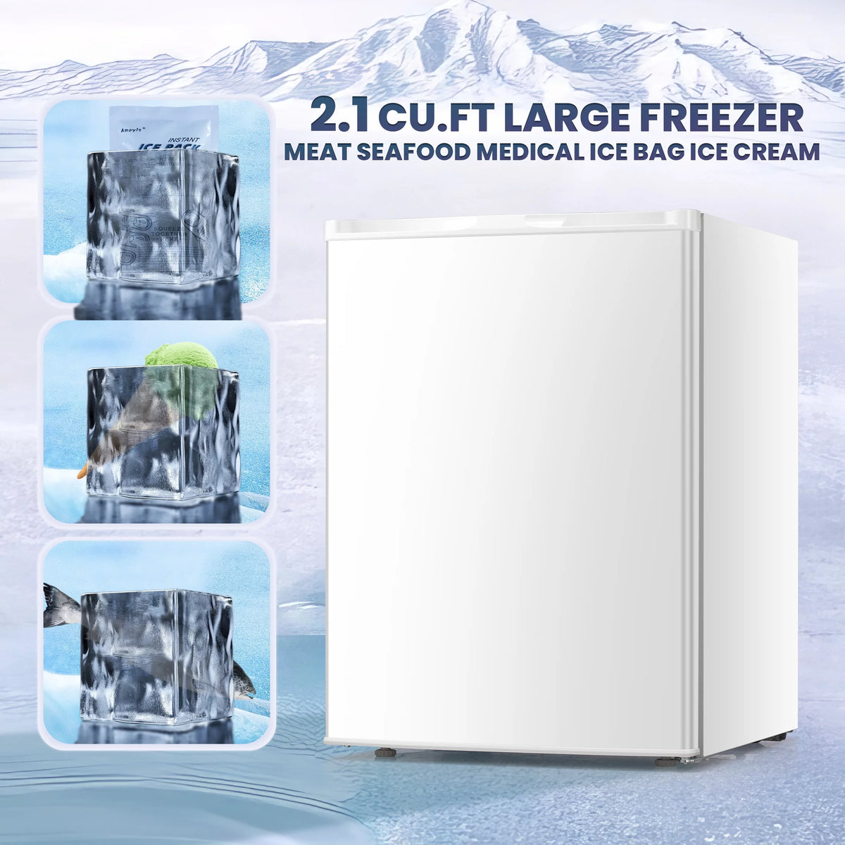 3.0 Cu.ft Compact Upright Freezer with Reversible Door S123