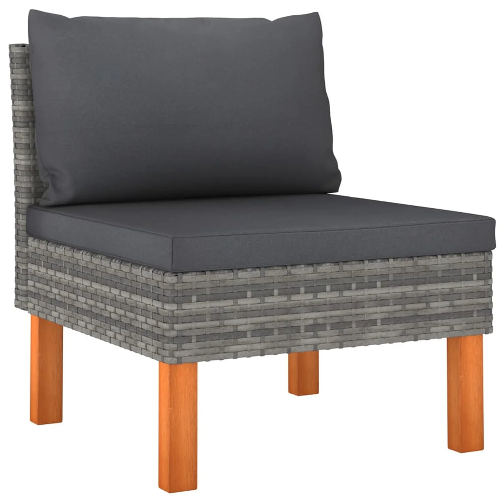 Set of 9 Gray Poly Rattan Patio Conversation Sofa Set with Cushion P5632