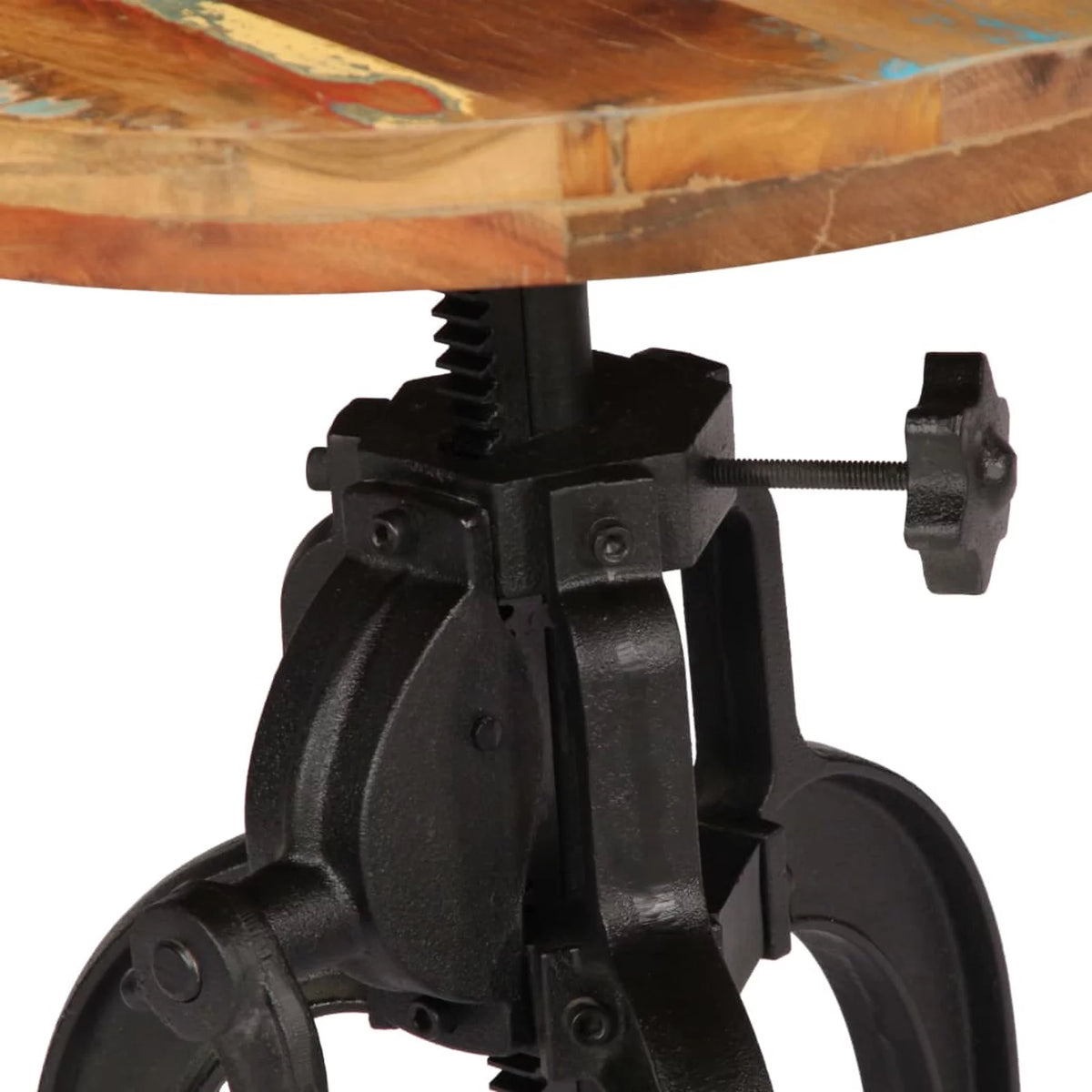 Solid Reclaimed Wood and Cast Iron Side Table I1214